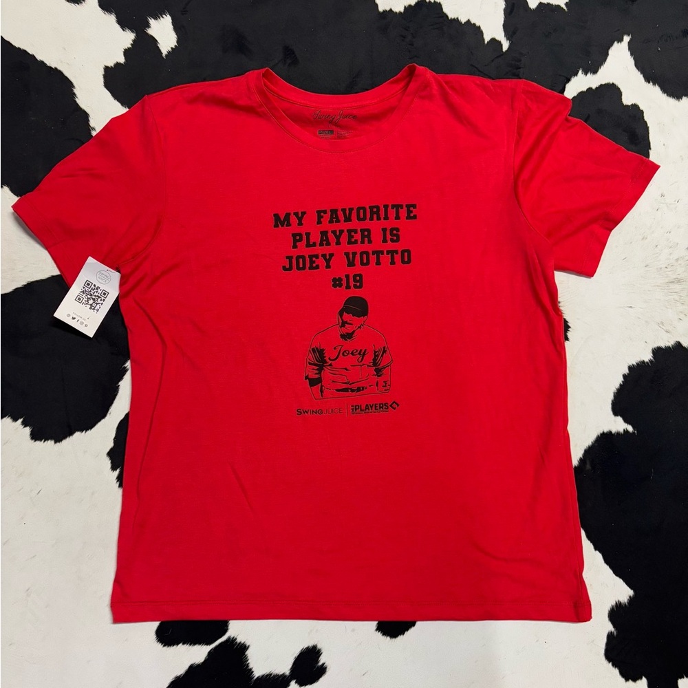 Red Short Sleeve Tee with Black Graphic Print